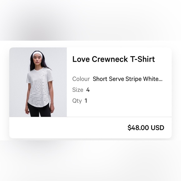 Lululemon Women's Love Crewneck T-Shirt, black and white stripes. Size: 4 - Picture 2 of 5